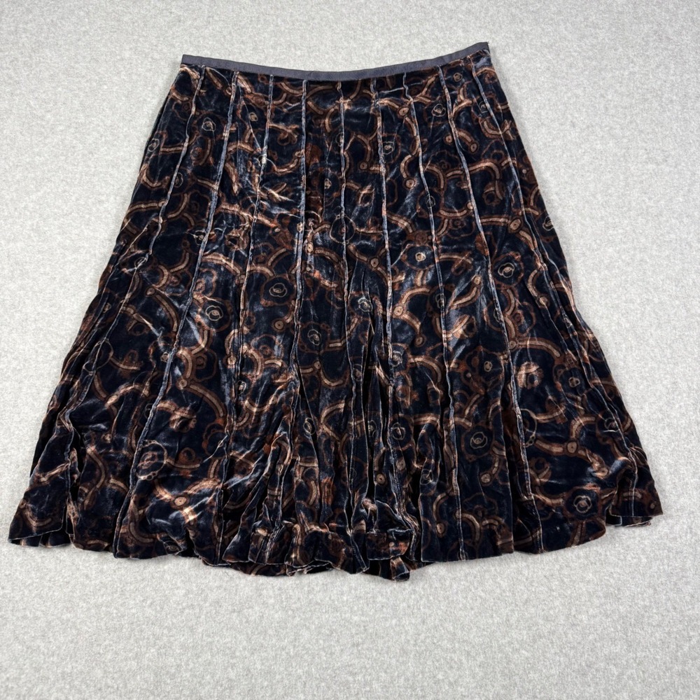 Vintage Anne Klein Silk Blend Velvet Burnout Whimsigoth Midi Skirt Black 12